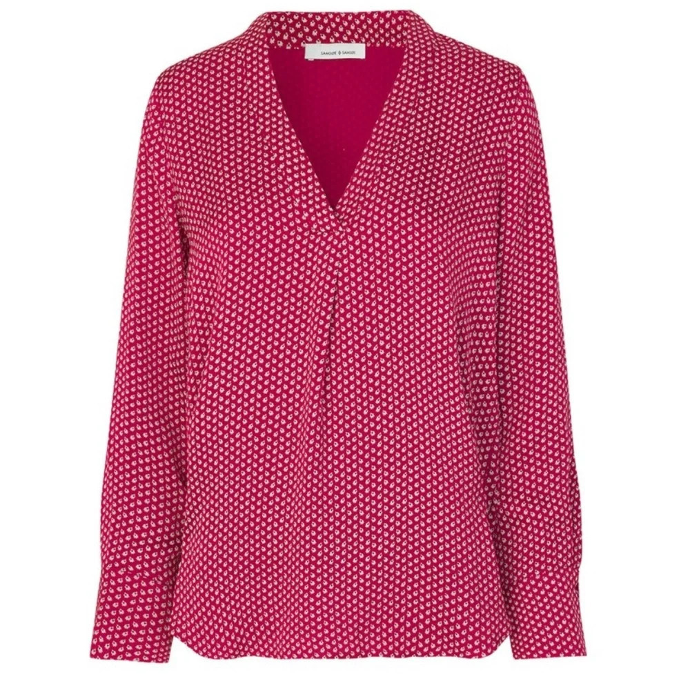 Samsoe & Samsoe Hamill Vn Printed Blouse Persian Tulip Pink Floral Long Sleeve